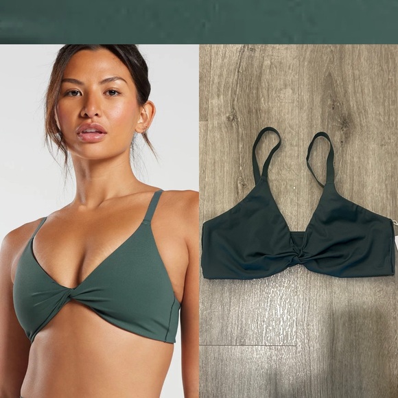 Gymshark Other - NWT (S) Gymshark Elevate Twist Front Bralette - Fog Green Triangle sports bra